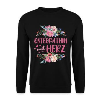 Ostheopathin mit Herz - Unisex Pullover - Schwarz - Vorne - Alina (178cm) & Michal (187cm)