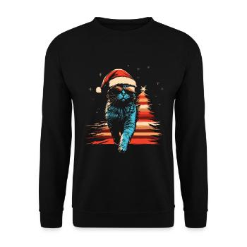 Russisch Blau Katze Weihnachtsmütze Sonnenbrille - Unisex Pullover - Schwarz - Vorne - Alina (178cm) & Michal (187cm)