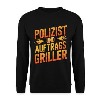 Polizist und Auftragsgriller - Unisex Pullover - Schwarz - Vorne - Alina (178cm) & Michal (187cm)