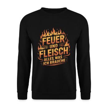 Feuer und Fleisch Grill BBQ - Unisex Pullover - Schwarz - Vorne - Alina (178cm) & Michal (187cm)