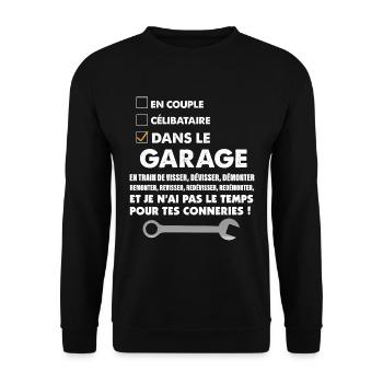 Garage Humour Mécanicien Garagiste - Sweat-shirt Unisexe - noir - Devant - Alina (178cm) & Michal (187cm)