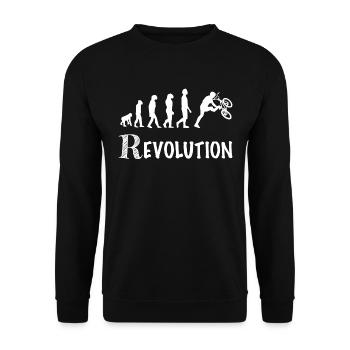 Revolution BMX Rennen Fahrrad Radfahrer Fahrer Trick - Unisex Pullover - Schwarz - Vorne - Alina (178cm) & Michal (187cm)