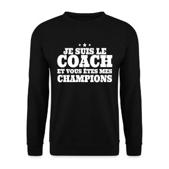 Humour Entraîneur Cadeau Sportif Je Suis Le Coach - Sweat-shirt Unisexe - noir - Devant - Alina (178cm) & Michal (187cm)