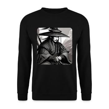 Lone Samurai Warrior Black White Asia Kendo - Unisex Sweatshirt - black - Front - Alina (178cm) & Michal (187cm)