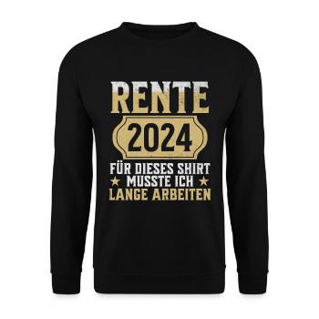 RENTE FÜR DIESES SHIRT MUSSTE ICH LANGE ARBEITEN - Unisex Pullover - Schwarz - Vorne - Alina (178cm) & Michal (187cm)