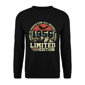 Vintage 1956 Né Vintage Rétro Anniversaire - Sweat-shirt Unisexe - noir - Devant - Alina (178cm) & Michal (187cm)