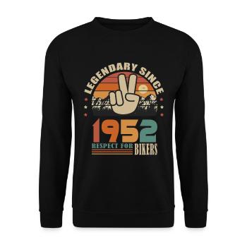 moto anniversaire né en 1952 motard 70 ans - Sweat-shirt Unisexe - noir - Devant - Alina (178cm) & Michal (187cm)