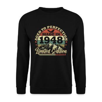 1948 Naissance Vintage Geburtstg Retro - Sweat-shirt Unisexe - noir - Devant - Alina (178cm) & Michal (187cm)
