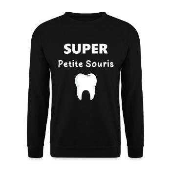 SUPER LITTLE MOUSE SAVING BABY TEETH - Unisex Sweatshirt - black - Front - Alina (178cm) & Michal (187cm)