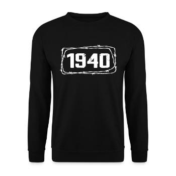 Vintage Fabriqué En 1940 - Anniversaire 84 ans - Sweat-shirt Unisexe - noir - Devant - Alina (178cm) & Michal (187cm)