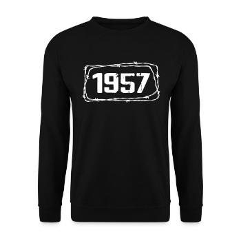 Vintage Fabriqué En 1957 - Anniversaire 67 ans - Sweat-shirt Unisexe - noir - Devant - Alina (178cm) & Michal (187cm)