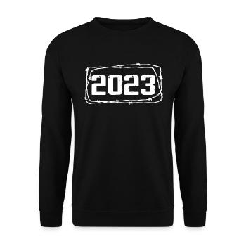 Vintage Fabriqué En 2023 - Anniversaire 1 ans - Sweat-shirt Unisexe - noir - Devant - Alina (178cm) & Michal (187cm)