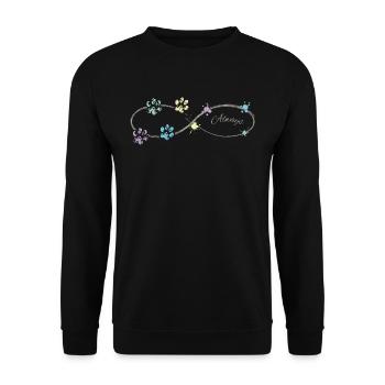Tierliebe Hundepfoten - Unisex Pullover - Schwarz - Vorne - Alina (178cm) & Michal (187cm)