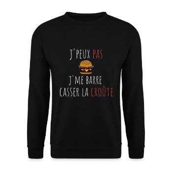 j'peux pas j'me barre casser la croûte cadeau - Sweat-shirt Unisexe - noir - Devant - Alina (178cm) & Michal (187cm)
