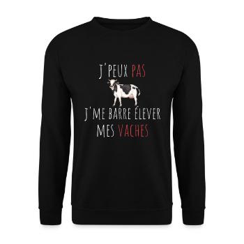 j'peux pas j'me barre élever mes vaches cadeau - Sweat-shirt Unisexe - noir - Devant - Alina (178cm) & Michal (187cm)