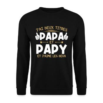 Papa et papy - Sweat-shirt Unisexe - noir - Devant - Alina (178cm) & Michal (187cm)
