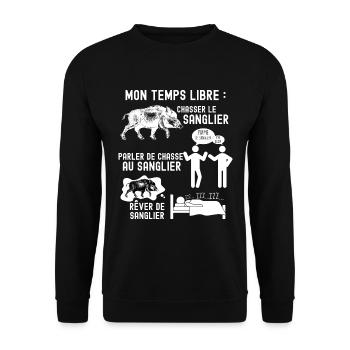 Sanglier, chasse chasseur et passion - Sweat-shirt Unisexe - noir - Devant - Alina (178cm) & Michal (187cm)