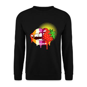Erdbeerlippen lesbisch Stolz - Unisex Pullover - Schwarz - Vorne - Alina (178cm) & Michal (187cm)