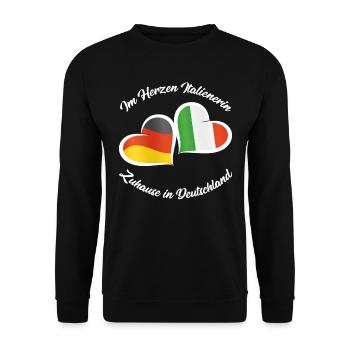 Deutschland Italien Shirt Im Herzen Italienerin - Unisex Pullover - Schwarz - Vorne - Alina (178cm) & Michal (187cm)