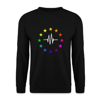 Europe EU stars in rainbow colors with pulse line - Unisex Sweatshirt - black - Front - Alina (178cm) & Michal (187cm)