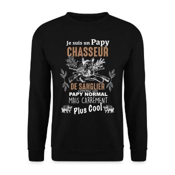 Chasseur de sanglier le plus cool c'est papy - Sweat-shirt Unisexe - noir - Devant - Alina (178cm) & Michal (187cm)