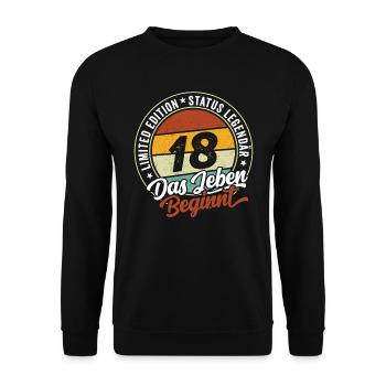 18 Geburtstag Das Leben beginnt - Unisex Pullover - Schwarz - Vorne - Alina (178cm) & Michal (187cm)