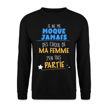 Humour mari - Sweat-shirt Unisexe - noir - Devant - Alina (178cm) & Michal (187cm)