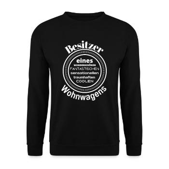 Besitzer eines Wohnwagens - Unisex Pullover - Schwarz - Vorne - Alina (178cm) & Michal (187cm)