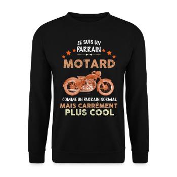 Le Meilleur Parrain Motard Du Monde - Sweat-shirt Unisexe - noir - Devant - Alina (178cm) & Michal (187cm)