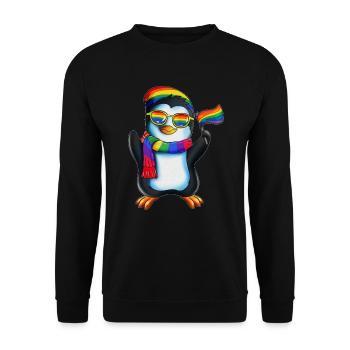 Pingouin LGBT Gay Homosexualité Lesbienne Arc-en-ciel - Sweat-shirt Unisexe - noir - Devant - Alina (178cm) & Michal (187cm)