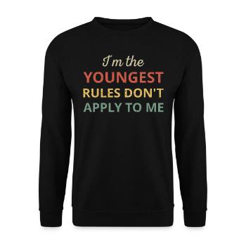 Passende Familie - Jüngste Regeln gelten nicht - Unisex Pullover - Schwarz - Vorne - Alina (178cm) & Michal (187cm)
