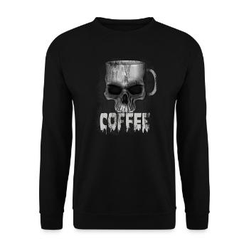 Heavy metal punk coffee skull - Unisex Sweatshirt - black - Front - Alina (178cm) & Michal (187cm)