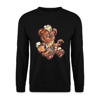 Stuffed Toy Teddy Bear Teddy with Knife Halloween - Unisex Sweatshirt - black - Front - Alina (178cm) & Michal (187cm)