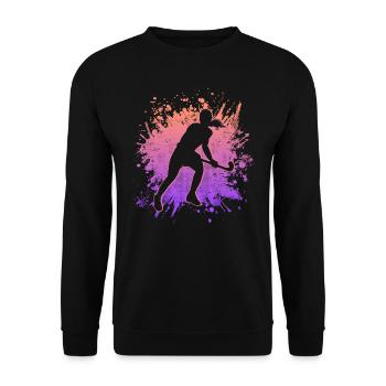 Joueur de hockey Joueur de hockey vintage Hockey sur gazon - Sweat-shirt Unisexe - noir - Devant - Alina (178cm) & Michal (187cm)