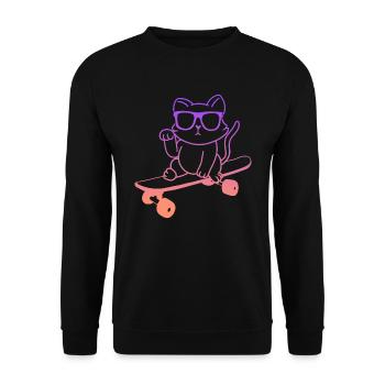 Skateboarder Cat Skating Skateboard - Unisex Sweatshirt - black - Front - Alina (178cm) & Michal (187cm)