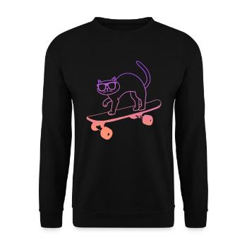Skateboard Skating Cat with Skateboarding - Unisex Sweatshirt - black - Front - Alina (178cm) & Michal (187cm)