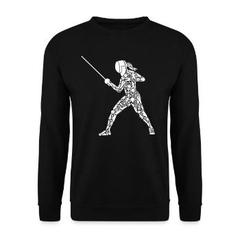 Fechter Symbole Frauen Fechtsport Fechten - Unisex Pullover - Schwarz - Vorne - Alina (178cm) & Michal (187cm)
