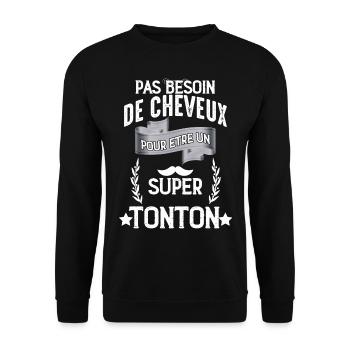 Super tonton Chauve - Sweat-shirt Unisexe - noir - Devant - Alina (178cm) & Michal (187cm)