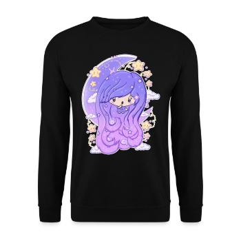 Moon and stars bubble head girl - Unisex Sweatshirt - black - Front - Alina (178cm) & Michal (187cm)