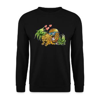 pizza restauration rapide plats d’amour pizza ananas - Sweat-shirt Unisexe - noir - Devant - Alina (178cm) & Michal (187cm)