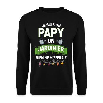 Papy Son Jardin C'est Le Meilleur Humour Jardinier - Sweat-shirt Unisexe - noir - Devant - Alina (178cm) & Michal (187cm)