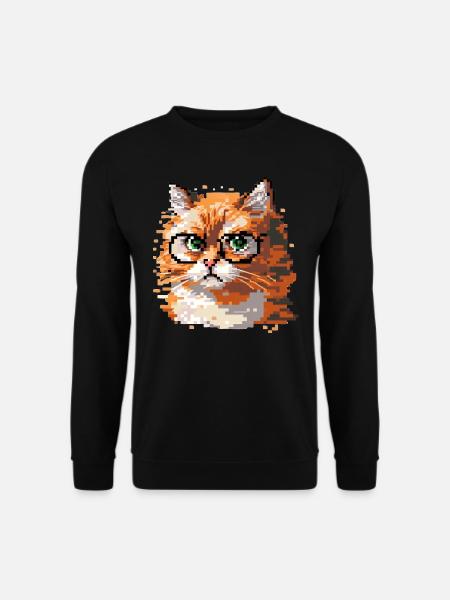 Chat Pixel Art - Sweat-shirt Unisexe - noir
