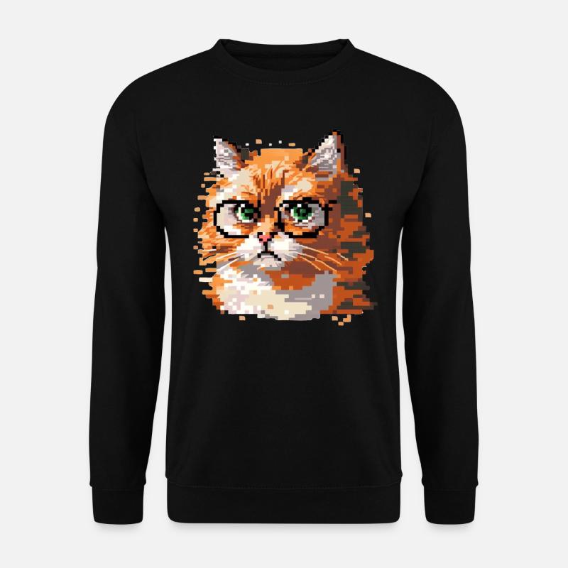 Chat Pixel Art - Sweat-shirt Unisexe - noir