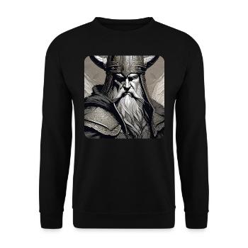 Proud Viking with Horns Helmet - Unisex Sweatshirt - black - Front - Alina (178cm) & Michal (187cm)