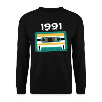 Cassette 1991 Vintage Anniversary 1991 - Unisex Sweatshirt - black - Front - Alina (178cm) & Michal (187cm)