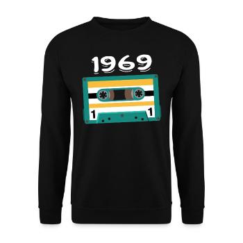 Vintage 1969 Jubiläum 1969 Kassette - Unisex Pullover - Schwarz - Vorne - Alina (178cm) & Michal (187cm)