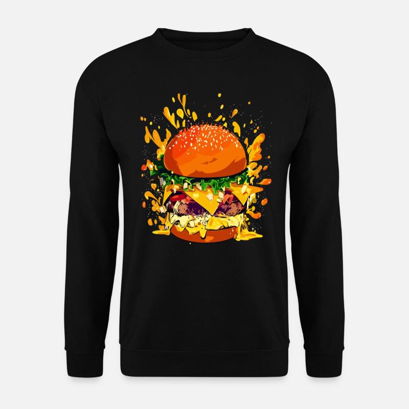 Extravaganter Cheeseburger mit Käse Splatter - Unisex Pullover - Schwarz