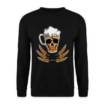 Bier Bierglas mit Schaum Skelett Schädel Gerste - Unisex Pullover - Schwarz - Vorne - Alina (178cm) & Michal (187cm)