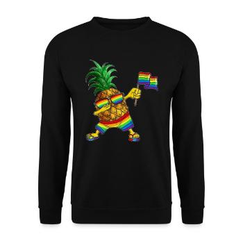 Pineapple Wears Flag, Glasses, Clothes, Rainbow Color - Unisex Sweatshirt - black - Front - Alina (178cm) & Michal (187cm)