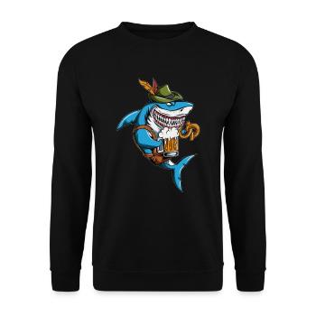 Village Festival, Holiday, Beer, Drinking, Shark, Traditional Costume Outfit - Unisex Sweatshirt - black - Front - Alina (178cm) & Michal (187cm)